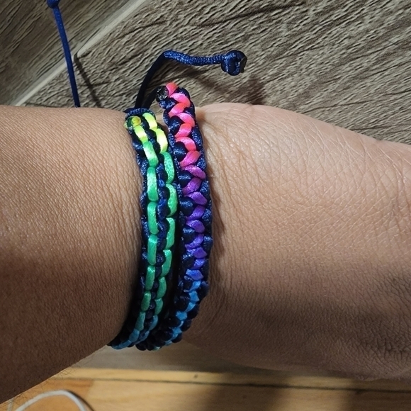 2pcs/Set handmade rainbow braided bracelets adjustable - Picture 3 of 7